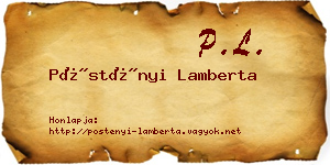 Pöstényi Lamberta névjegykártya